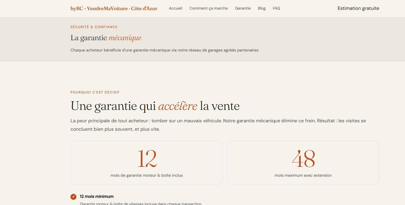 Page Garantie mécanique
